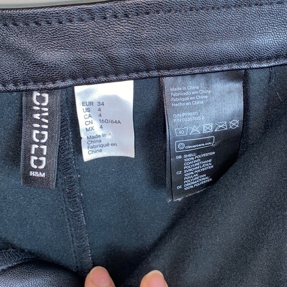 H&M faux leather high waisted skinny pant legging with zip black - Picture 6 of 7
